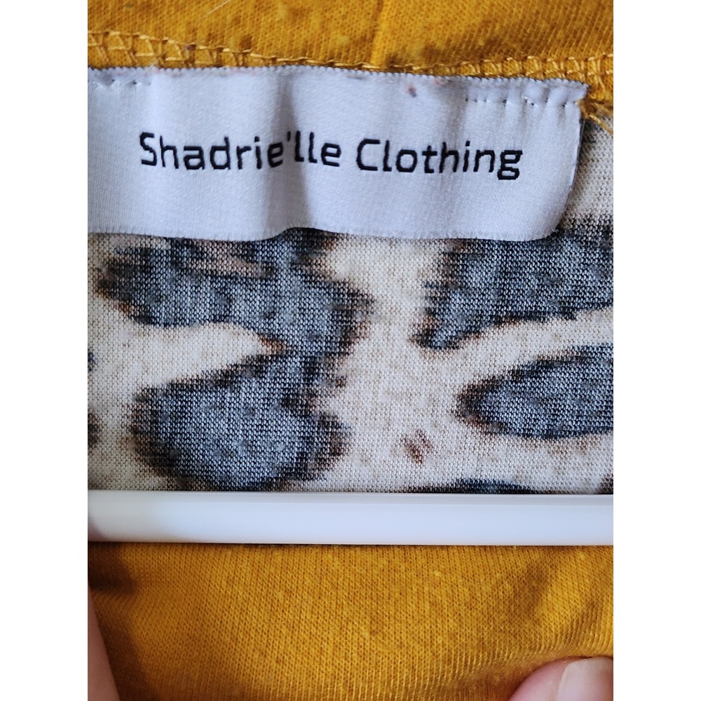 Shadrielle Clothing Mustard Yellow Leopard Print Funnel Neck Hoodie Size Large - Picture 6 of 6